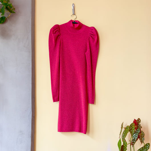 Alice + Olivia Issa Turtleneck Puff Sleeve Dress