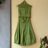 Frank Lyman Design Celery Green Bubble Hem Sleeveless Belted Dress